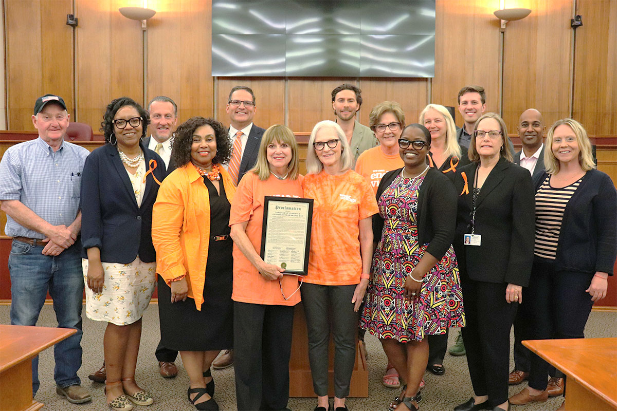 Commissioners Hoffman, Smith Charles, Spisz, Taylor, Woodward, Gershenson, Cavell, Markham, Powell, Luebs, Johnson, Erickson Gault, Raman and Nelson honor June 7 as National Gun Violence Awareness and Wear Orange Day