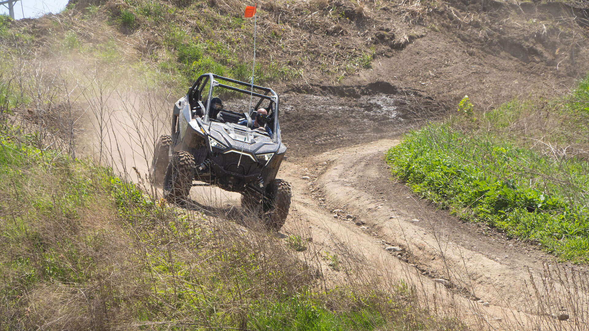 An offroad vehicle riding on the trails at Holly Oaks ORV Park.